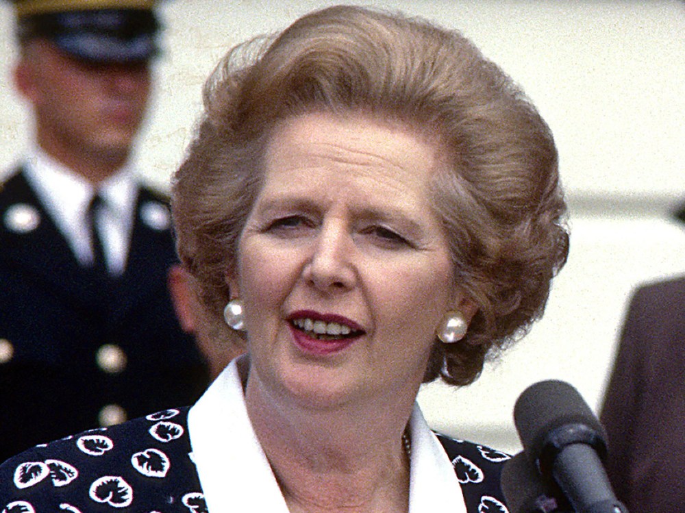 File Photo: Prime Minister Margaret Thatcher British Prime Minister Margaret Thatcher and US President Ronald Reagan at the White House, Washington DC, America - 1980s. (Photo by Rex Features via AP Images, File)