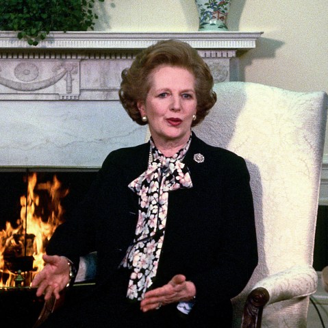 Prime Minister Margaret Thatcher at the White House, Washington DC, on Feb 20, 1985. (Photo by Rex Features via AP Images, File)