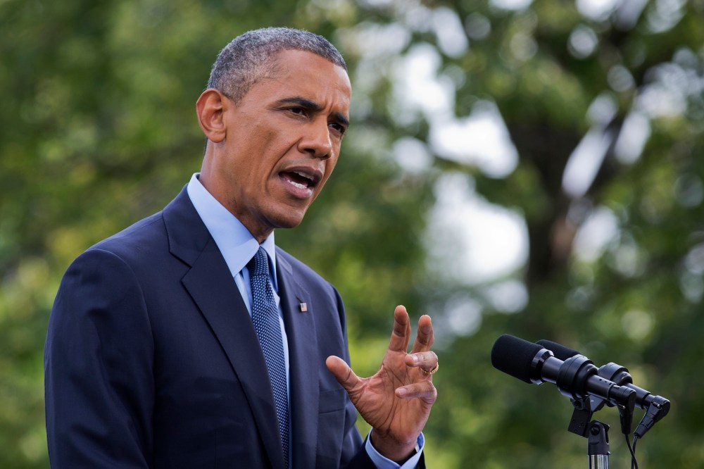 President Barack Obama speaks on the South Lawn of the White House in Washington, D.C., July 29, 2014.