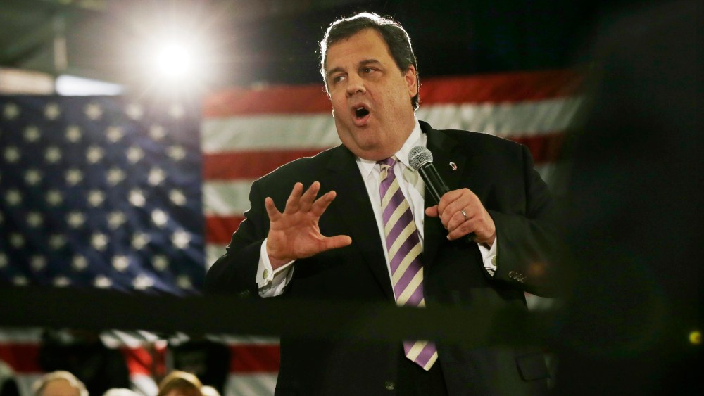 New Jersey Gov. Chris Christie speaks to a large gathering in Manasquan, N.J., Thursday, March 21, 2013, during a town hall meeting. Christie answered questions about recovery and building standards from a crowd, estimated by fire officials at nearly 1...