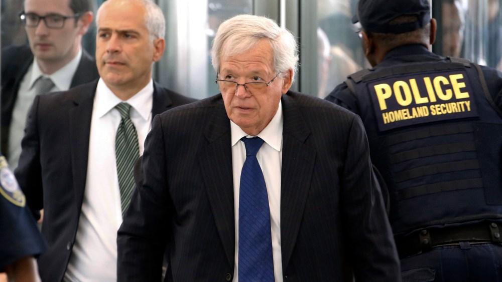 Former House Speaker Dennis Hastert arrives at the federal courthouse, June 9, 2015, in Chicago for his arraignment on federal charges that he broke federal banking laws and lied about the money when questioned by the FBI. (Charles Rex Arbogast/AP)