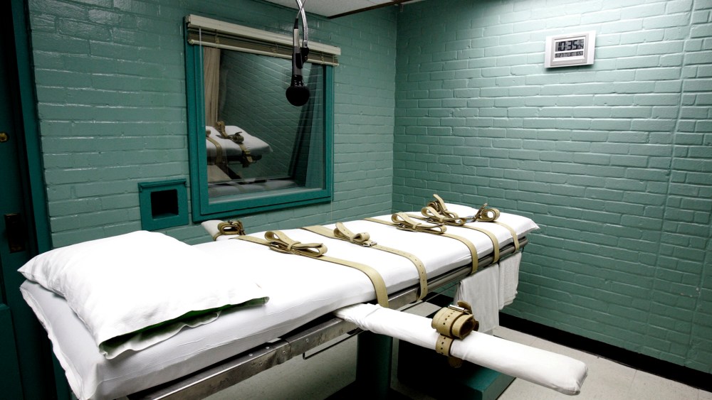 The gurney in the death chamber in Huntsville, Texas.