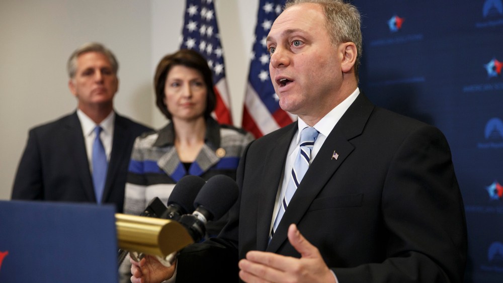 House Majority Whip Steve Scalise of La. speaks to reporters on Capitol Hill in Washington on Nov. 18, 2014. (J. Scott Applewhite/AP)