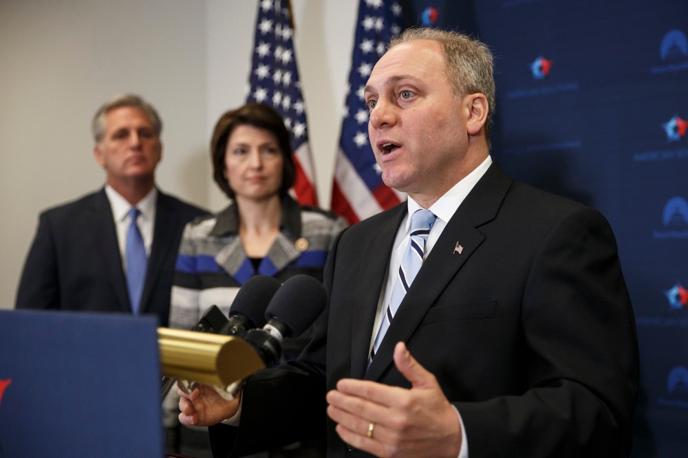 House Majority Whip Steve Scalise of La. speaks to reporters on Capitol Hill in Washington on Nov. 18, 2014. (J. Scott Applewhite/AP)
