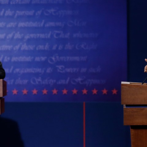 The first presidential debate at the University of Denver on Oct. 3, 2012. (Photo: AP/Eric Gay)