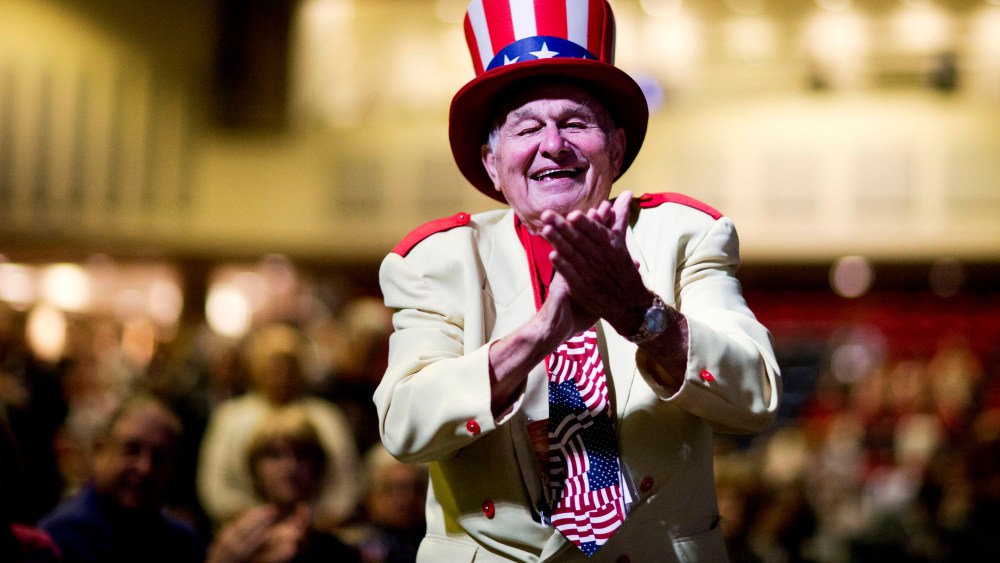 Oscar Poole of East Ellijay, Ga., applauds as Republican presidential candidate Sen. Marco Rubio, R-Fla., speaks at the Georgia Republican Convention, May 15, 2015, in Athens, Ga. (Photo by David Goldman/AP)
