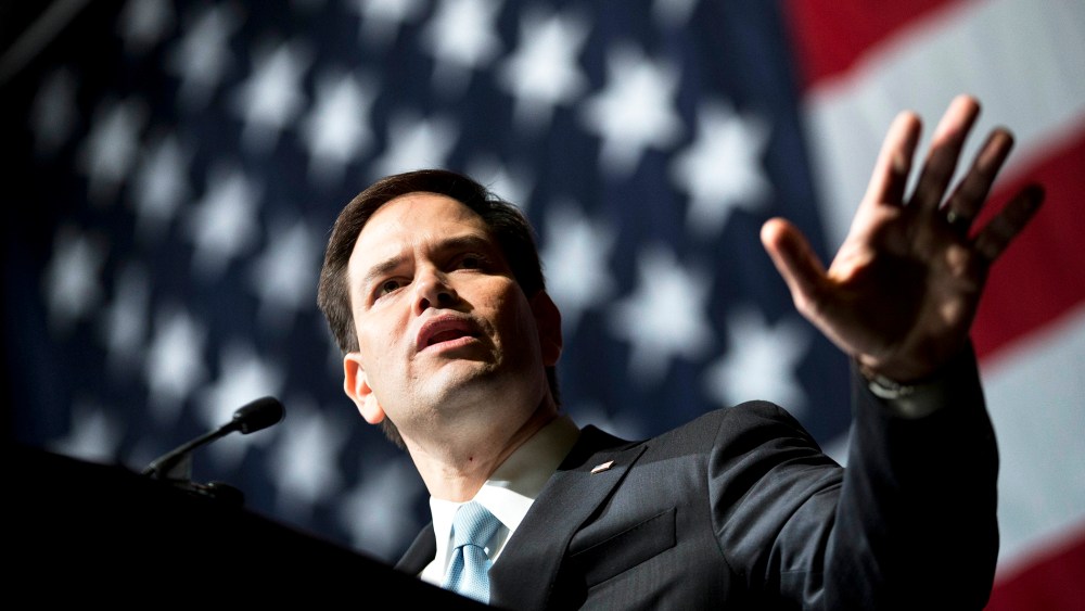 Republican presidential candidate Sen. Marco Rubio, R-Fla., speaks at the Georgia Republican Convention, May 15, 2015, in Athens, Ga. (Photo by David Goldman/AP)