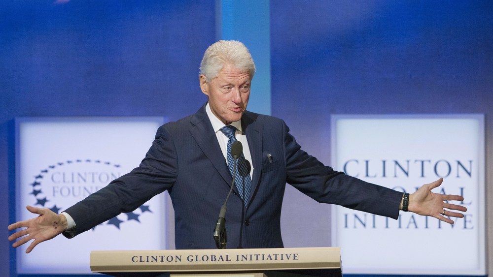 Former President Bill Clinton speaks at the Clinton Global Initiative, Sept. 27, 2015 in New York. (Photo by Mark Lennihan/AP)