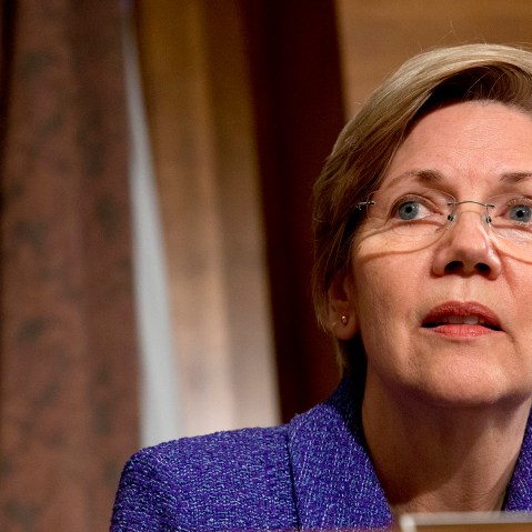 Senate Banking Committee member Sen. Elizabeth Warren listens to testimony on Capitol Hill in Washington on Nov. 12, 2013. (Jacquelyn Martin/AP)