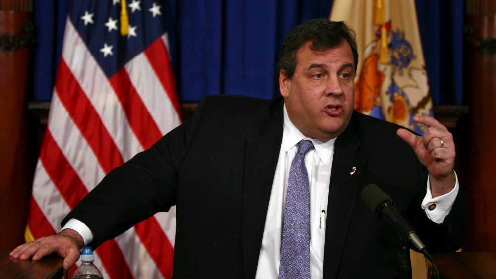 In this photo provided by the Office of the Governor of New Jersey, Gov. Chris Christie speaks at a news conference at New Jersey's State House on Wednesday, Jan. 2, 2013. (AP Photo/New Jersey Governor's Office, Tim Larsen)