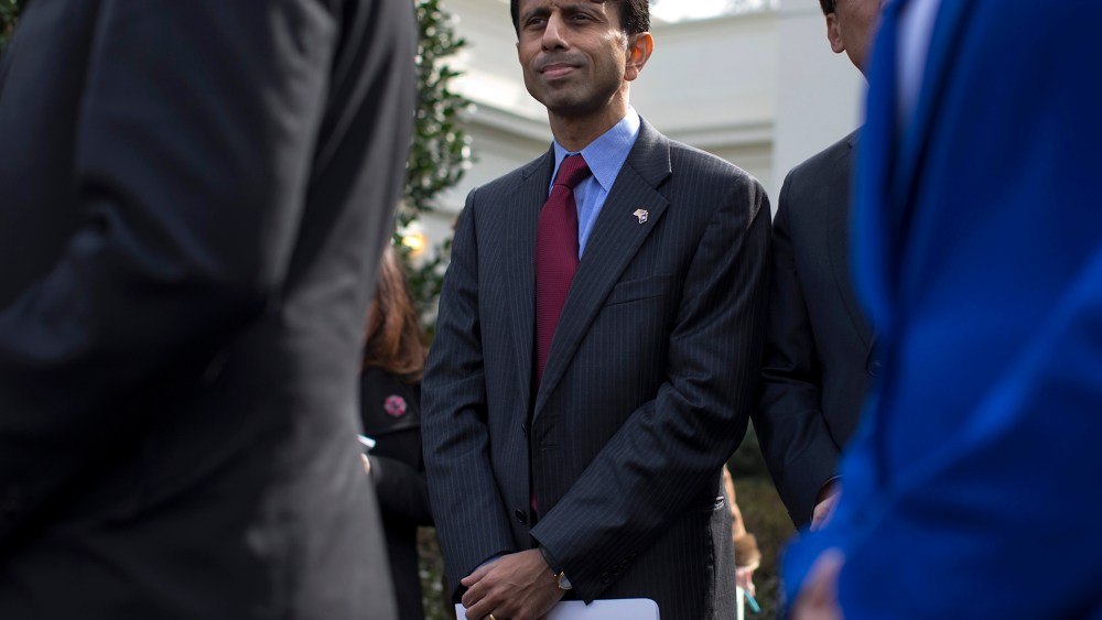 Louisiana Gov. Bobby Jindal outside the White House in Washington, Feb. 25, 2013.