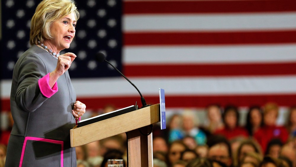 Democratic presidential candidate Hillary Clinton speaks to students and faculty at the Southern New Hampshire University, Dec. 3, 2015, in Hooksett, N.H. (Photo by Jim Cole/AP)