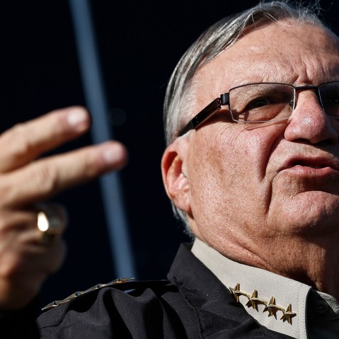 Maricopa County Sheriff Joe Arpaio speaks with the media in Phoenix, Jan. 9, 2013. (Photo by Ross D. Franklin/AP)