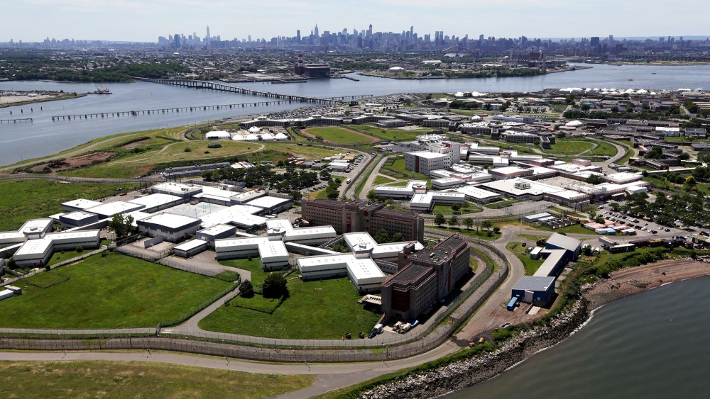 Aerial photo of Riker's Island jail in New York, June 20, 2014.