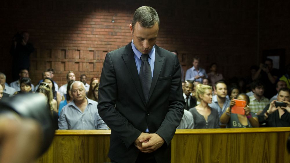 Oscar Pistorius in the Pretoria Magistrate Court during his bail hearingOscar Pistorius charged with murder of Reeva Steenkamp, Pretoria, South Africa - 21 Feb 2013 (Rex Features via AP Images)