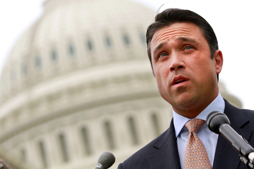 Rep. Michael Grimm, (R-NY), speaks at a news conference on Capitol Hill in Washington. on May 9, 2012.