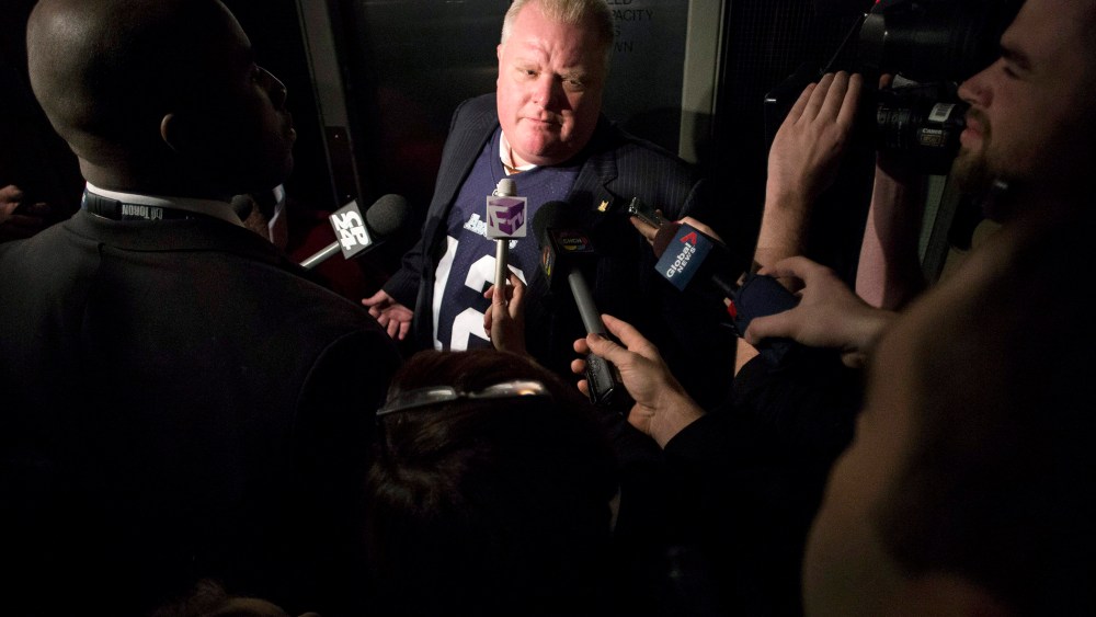 Toronto Mayor Rob Ford arrives at his office, Nov. 14, 2013.
