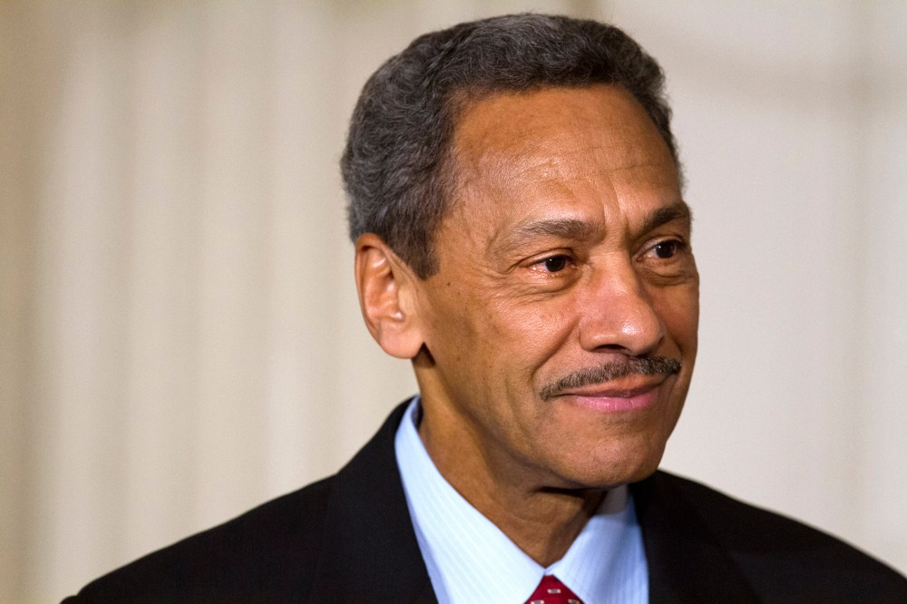 Federal Housing Finance Authority Director nominee Rep. Mel Watt, D-N.C., listening as President Barack Obama announces Watt's nomination for the, in the State Dining Room of the White House in Washington, May 1, 2013.