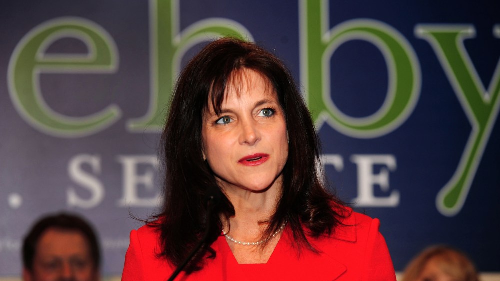 Dr. Monica Wehby greets supporters at the headquarters in Oregon City, Oregon after winning the Oregon Republican Primary race for Senate, May. 20, 2014. (Photo by Steve Dykes/AP)