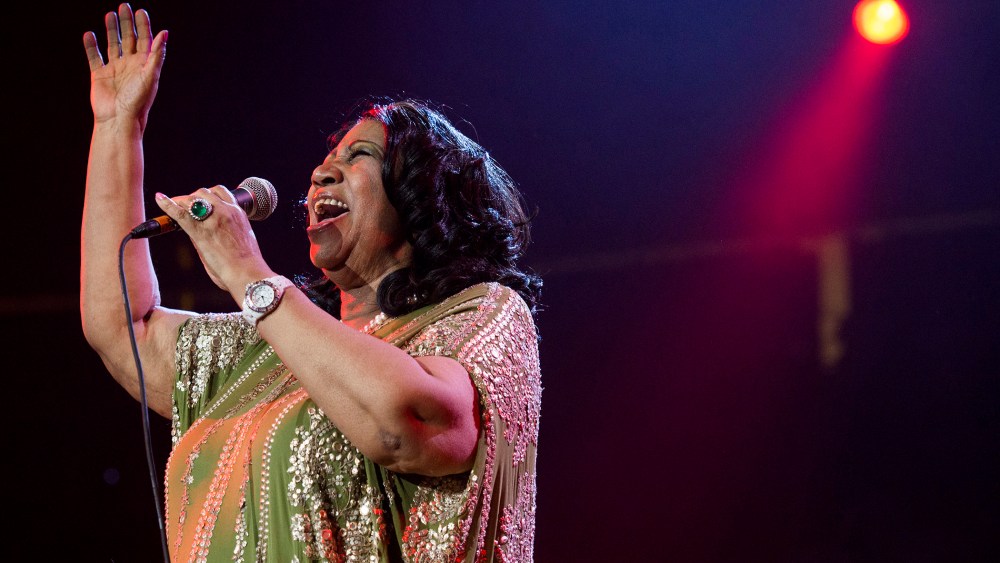 In this May 11, 2013 photo, Aretha Franklin performs during an event at the Prudential Center in Newark, N.J. (Photo by Charles Sykes/Invision/AP)