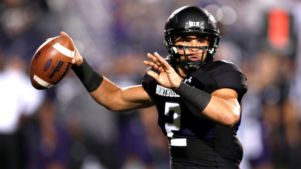 Northwestern quarterback Kain Colter during the first half of an NCAA football game against Ohio State Saturday, Oct. 5, 2013, in Evanston, Ill.