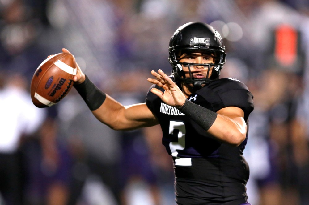 Northwestern quarterback Kain Colter during the first half of an NCAA football game against Ohio State Saturday, Oct. 5, 2013, in Evanston, Ill.