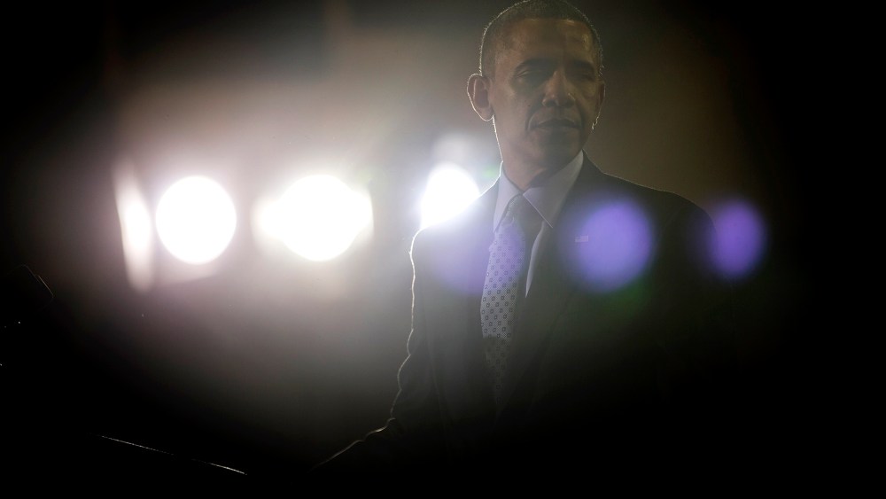 President Barack Obama walks away from his podium after speaks at an event, March 5, 2014, in New Britain, Conn.