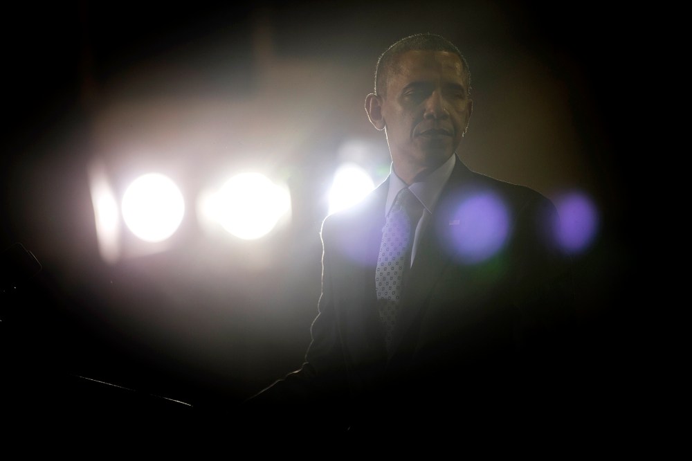 President Barack Obama walks away from his podium after speaks at an event, March 5, 2014, in New Britain, Conn.