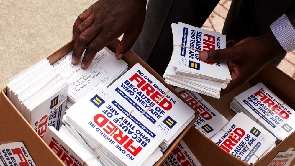 The Human Rights Campaign (HRC) joined North Carolina business leaders in Charlotte during a press conference to show support for the Employment Non-Discrimination Act, July 9, 2013.