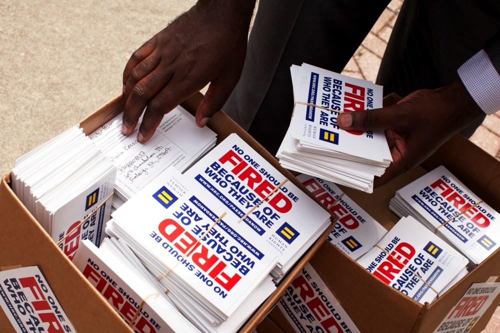 The Human Rights Campaign (HRC) joined North Carolina business leaders in Charlotte during a press conference to show support for the Employment Non-Discrimination Act, July 9, 2013.
