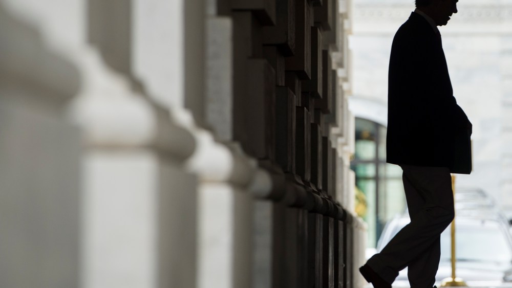 Sen. Rand Paul, R-Ky., arrives in the U.S. Capitol for votes on extension of provisions of the Patriot Act on Sunday, May 31, 2015. Sen. Paul has vowed to block the extension. (Photo By Bill Clark/CQ Roll Call/AP)