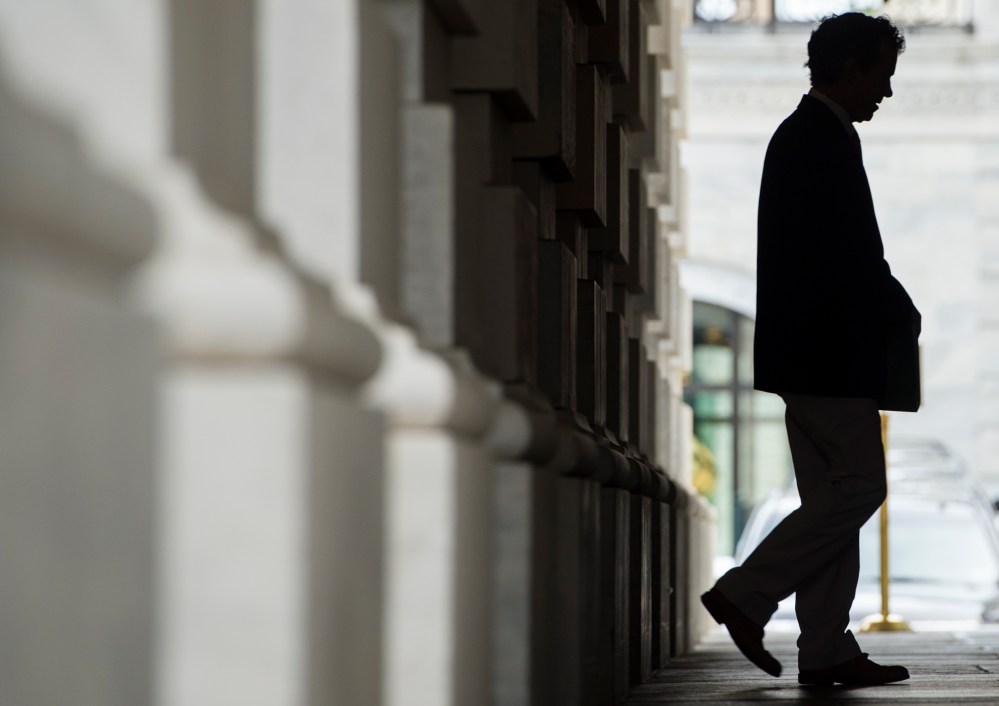 Sen. Rand Paul, R-Ky., arrives in the U.S. Capitol for votes on extension of provisions of the Patriot Act on Sunday, May 31, 2015. Sen. Paul has vowed to block the extension. (Photo By Bill Clark/CQ Roll Call/AP)