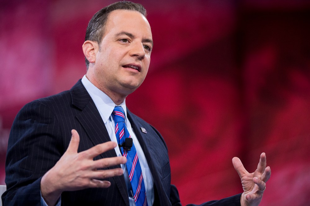Reince Priebus, chairman of the Republican National Committee, speaks at the American Conservative Union's CPAC conference at National Harbor in Oxon Hill, Md., March 4, 2016. (Photo By Bill Clark/CQ Roll Call/AP)