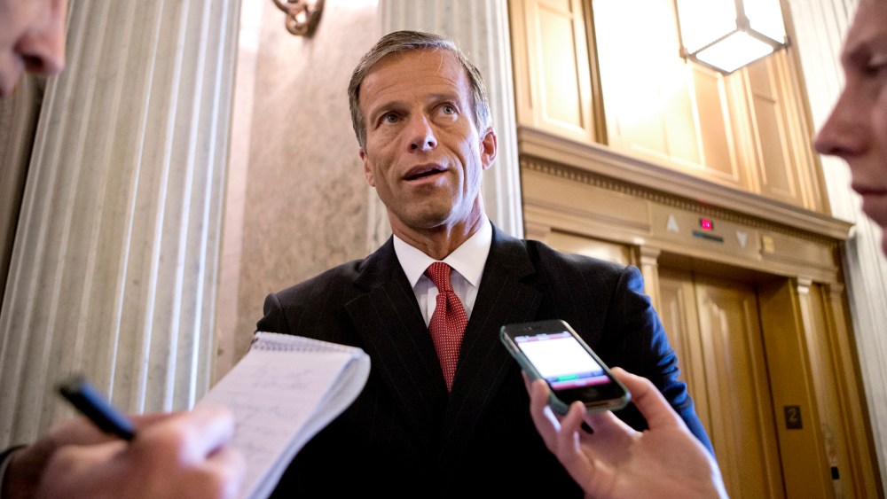 Sen. John Thune, R-S.D., chair of the Senate Republican Caucus, speaks with reporters at the Capitol in Washington, Wednesday, July 24, 2013. (Photo by J. Scott Applewhite/AP)