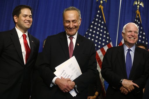 The CBO report may be a boon to the chances of the Gang of 8's immigration reform bill.(AP Photo/Charles Dharapak)