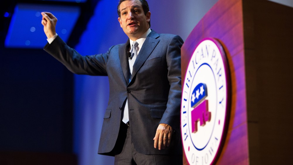 U.S. Sen. Ted Cruz speaks during the Republican Party of Iowa's Reagan Dinner, Oct. 25, 2013.