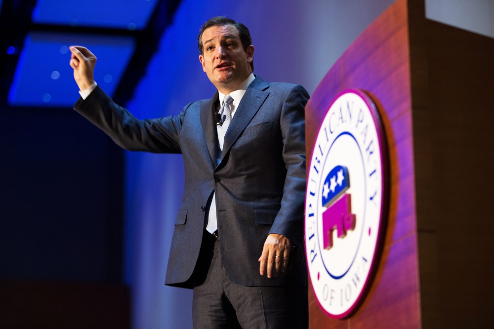 U.S. Sen. Ted Cruz speaks during the Republican Party of Iowa's Reagan Dinner, Oct. 25, 2013.