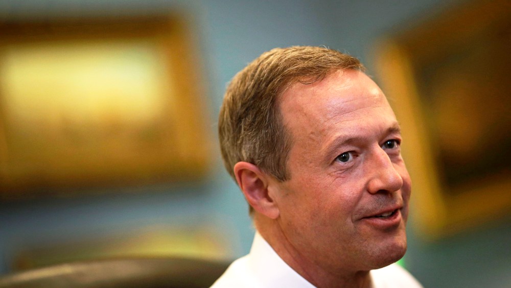 Maryland Gov. Martin O'Malley speaks with reporters in his office inside the Maryland State House in Annapolis, Md., April 7, 2014. (Photo by Patrick Semansky/AP)