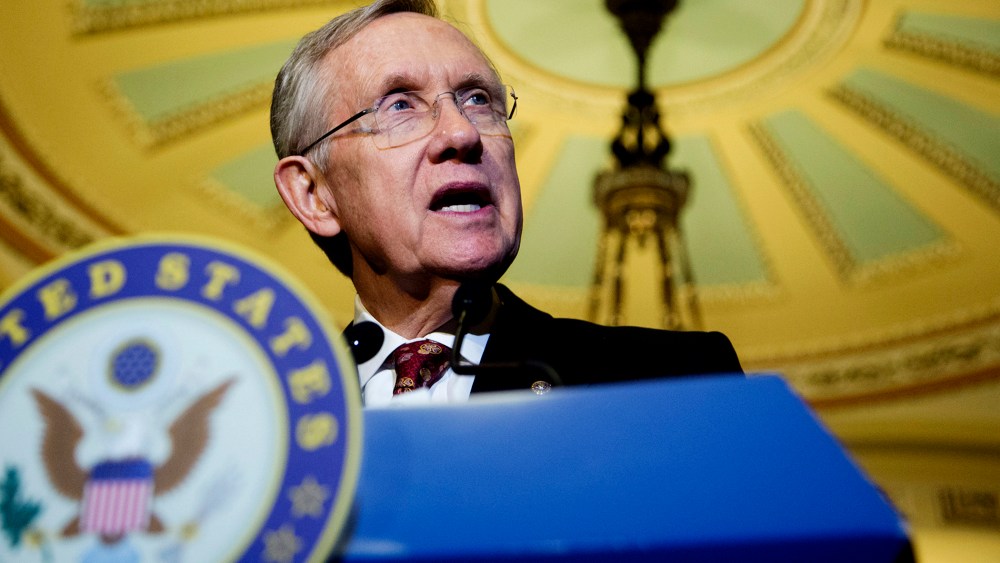 Senate Majority Leader Sen. Harry Reid, D-Nev., speaks to the media on Capitol Hill in Washington on Nov. 19, 2013.