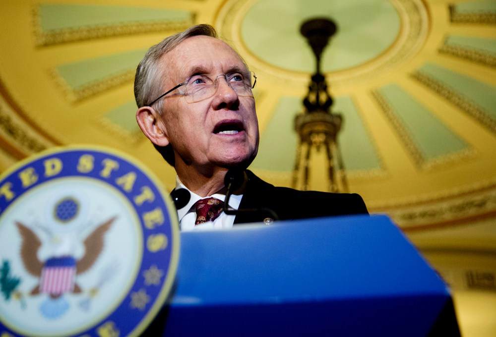 Senate Majority Leader Sen. Harry Reid, D-Nev., speaks to the media on Capitol Hill in Washington on Nov. 19, 2013.