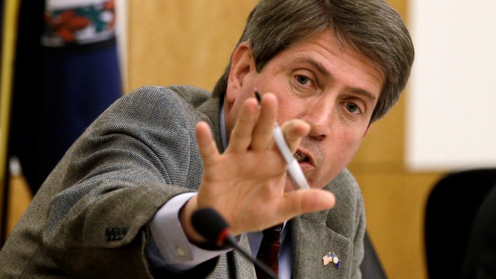 Sen. Stephen Martin, R-Chesterfield, gestures during a procedural move, Jan. 28, 2013 in Richmond, Va.