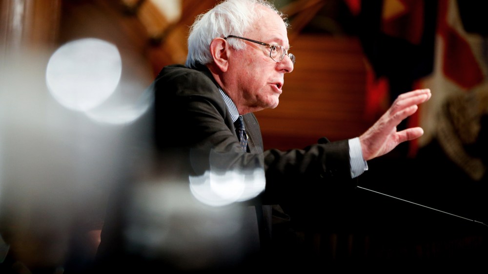 Sen. Bernie Sanders, I-Vt. speaks at a luncheon at the National Press Club in Washington, D.C., March 9, 2015. (Photo by Andrew Harnik/AP)