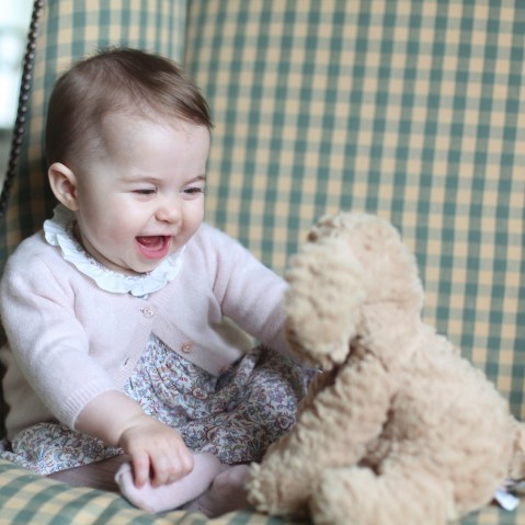 Princess Charlotte with her cuddly toy dog, at Anmer Hall in Sandringham, Nov. 29, 2015. Princess Charlotte was born May 2, 2015, and the photo was taken by her mother, Kate Duchess of Cambridge. (Photo by Duchess of Cambridge/AP)
