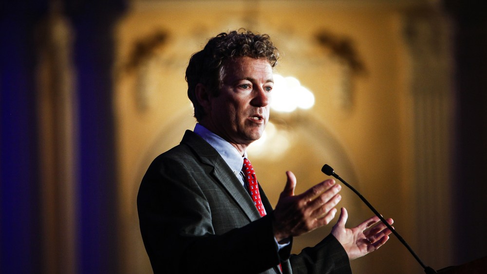 Kentucky Senator Rand Paul address attendees during the Republican National Committee spring meeting at the Peabody hotel in Memphis, Tenn., on May 9, 2014. (Photo by William DeShazer/The Commercial Appeal/AP)