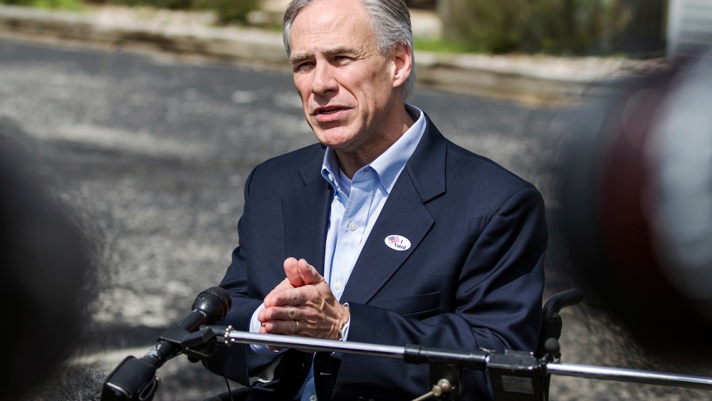 Republican gubernatorial candidate Greg Abbott speaks with the media in Austin, Texas, on March 4, 2014. (Photo by Ricardo Brazziell/Austin American-Statesman/AP)