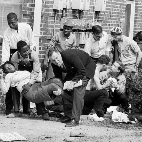 Mrs. S.W. Boynton is aided by two men after she was injured when state police broke up a demonstration march in Selma, Ala. on Bloody Sunday, March 7, 1965.