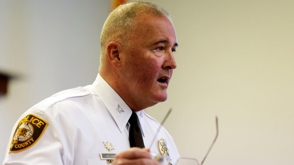 St. Louis County Police Chief Jon Belmar speaks during a news conference on Nov. 3, 2014, in Clayton, Mo.