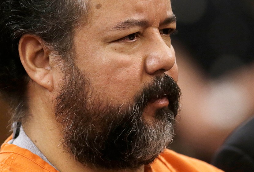 Ariel Castro stands before a judge during his arraignment on an expanded 977-count indictment Wednesday, July 17, 2013, in Cleveland.  (Photo by Tony Dejak/AP)