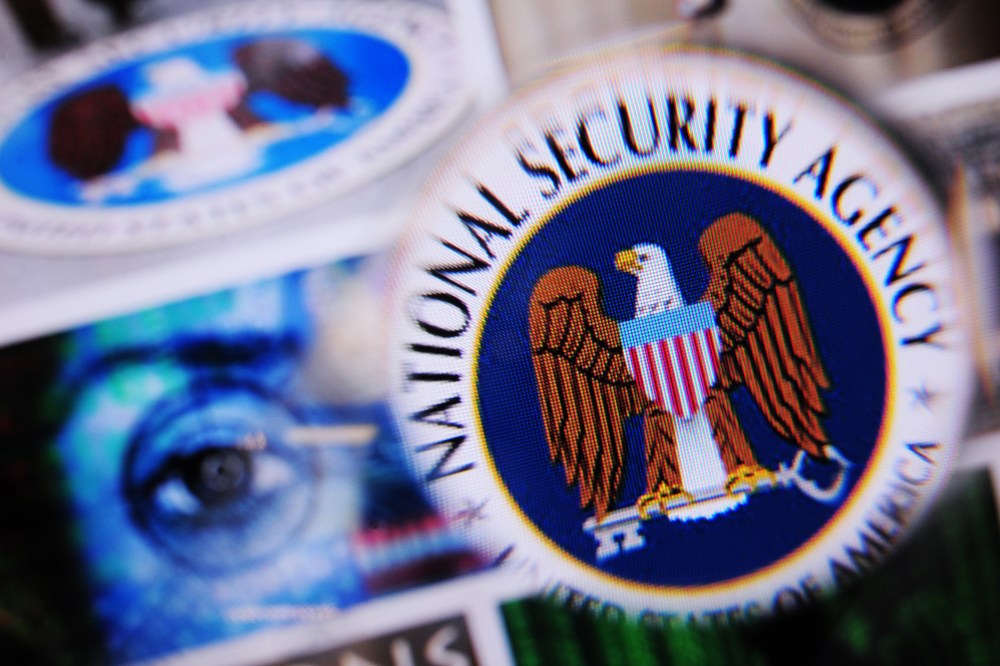 The logo of the US National Security Agency is pictured on a monitor.