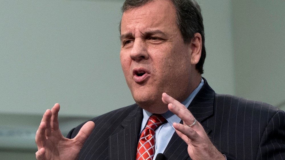 Republican presidential candidate, New Jersey Gov. Chris Christie speaks at the Council on Foreign Relations in Washington, Nov. 24, 2015, on strengthening U.S. intelligence capabilities and other topics. (Photo by Carolyn Kaster/AP)